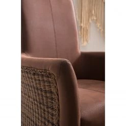 Ars Natura Chaises à accoudoirs Esquina - Imitation cuir / Rotin - Marron vintage / Marron clair chiné -ÉcoMaison Soldes 1000184165 200317 14293500004 DETAILS P000000001000184165