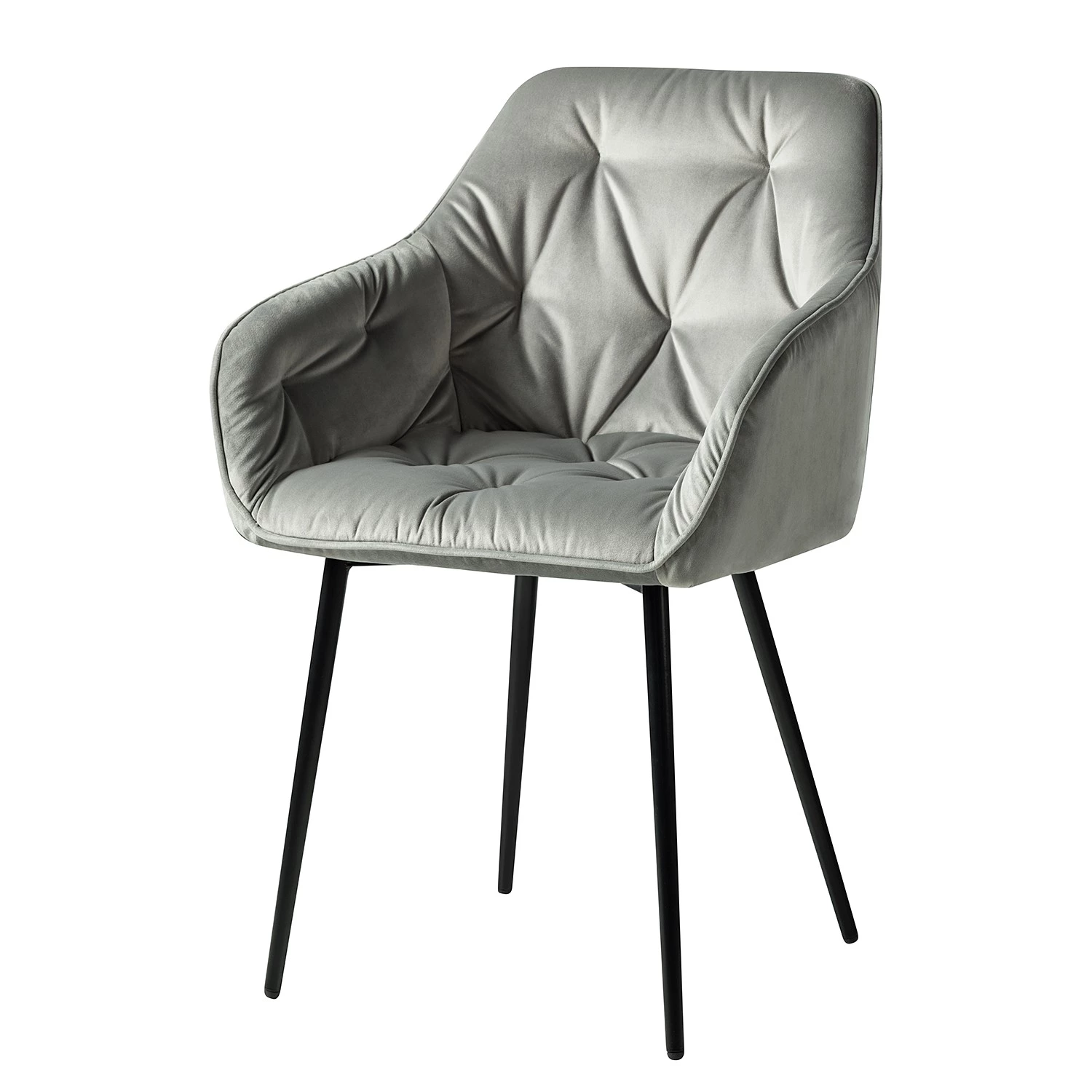 Jack & Alice Chaises à accoudoirs Tilly - Velours / Métal - Noir - Gris 1 Jack & Alice Chaises à accoudoirs Tilly - Velours / Métal - Noir - Gris