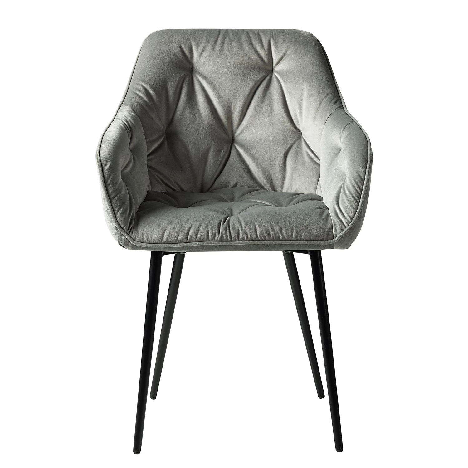 Jack & Alice Chaises à accoudoirs Tilly - Velours / Métal - Noir - Gris 3 Jack & Alice Chaises à accoudoirs Tilly - Velours / Métal - Noir - Gris – Image 3