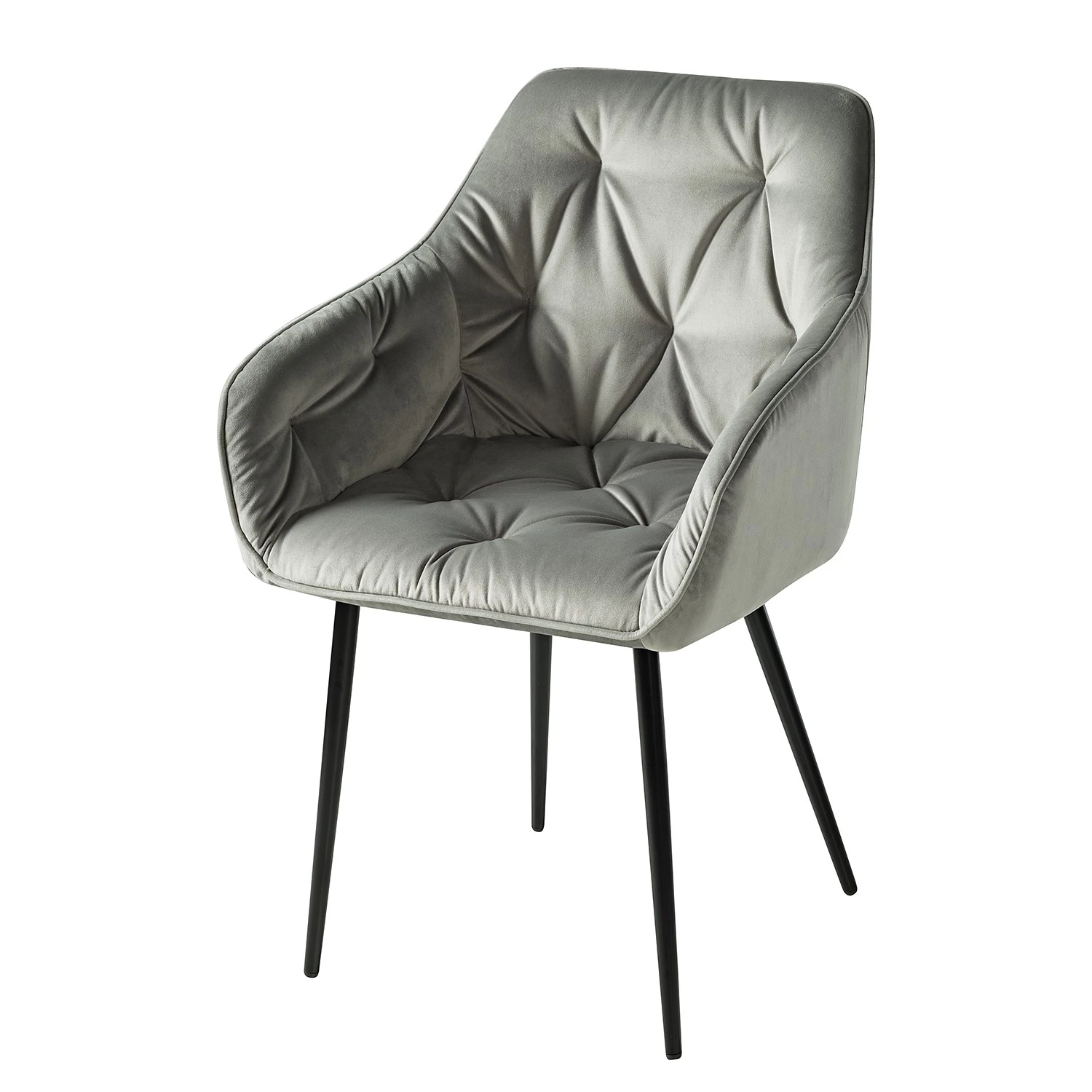 Jack & Alice Chaises à accoudoirs Tilly - Velours / Métal - Noir - Gris 6 Jack & Alice Chaises à accoudoirs Tilly - Velours / Métal - Noir - Gris – Image 6