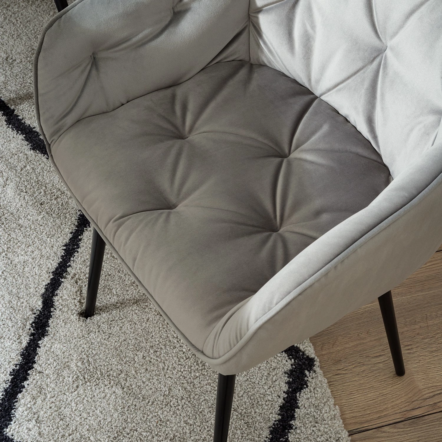 Jack & Alice Chaises à accoudoirs Tilly - Velours / Métal - Noir - Gris 11 Jack & Alice Chaises à accoudoirs Tilly - Velours / Métal - Noir - Gris – Image 11