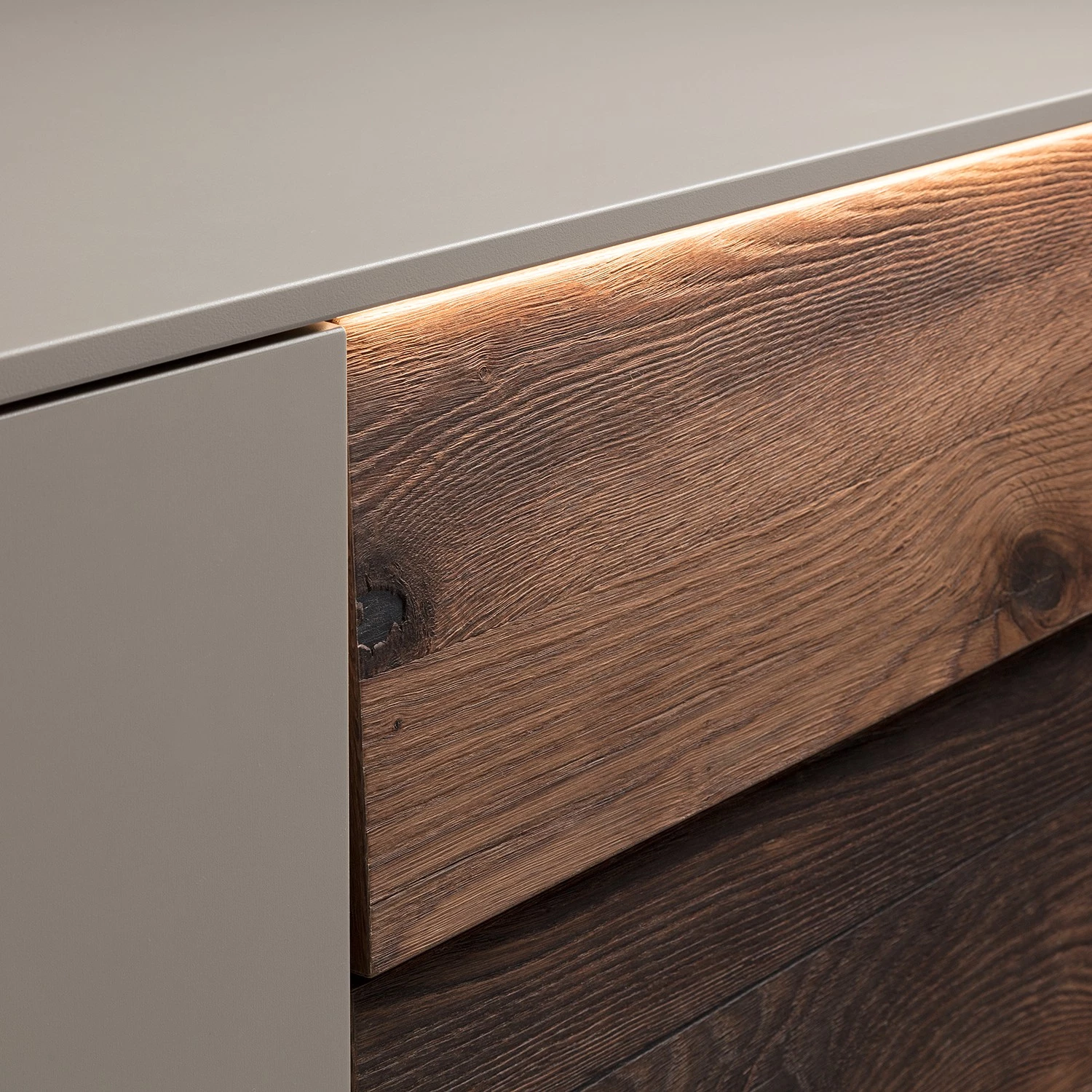 GWINNER Ensemble Enfilade Misano II (2 éléments) - Avec Eclairage - Placage en bois véritable - Gris Sahara / Planches de chêne 5 GWINNER Ensemble Enfilade Misano II (2 éléments) - Avec Eclairage - Placage en bois véritable - Gris Sahara / Planches de chêne – Image 5