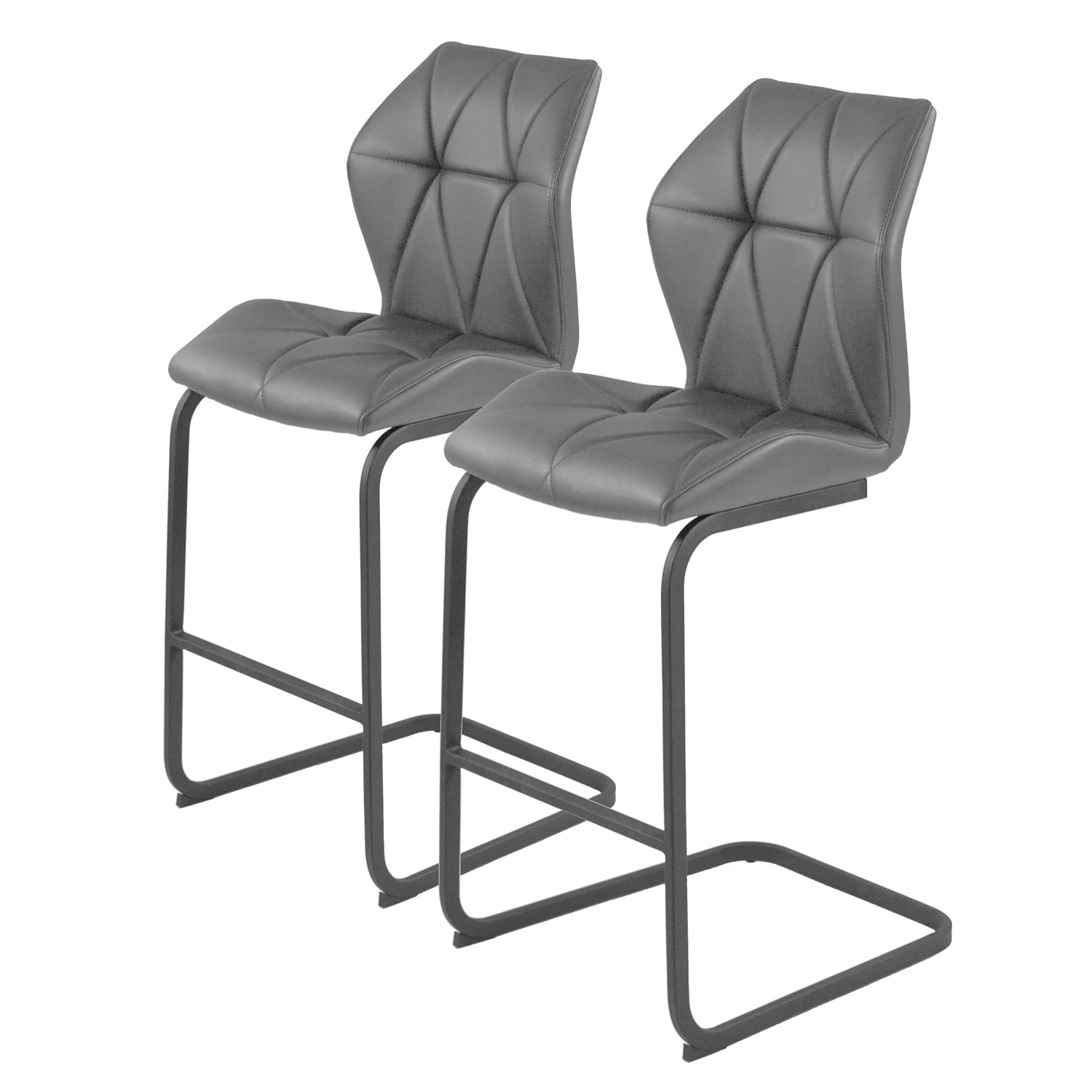 Loftscape Chaises de bar Ivin (lot de 2) - Imitation cuir / Métal - Noir - Gris 1 Loftscape Chaises de bar Ivin (lot de 2) - Imitation cuir / Métal - Noir - Gris