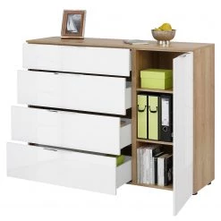 Maja Möbel Commode Trend V - Verre - Blanc / Imitation chêne Sonoma -ÉcoMaison Soldes 1000197467 191129 08041900004 DETAILS P000000001000197467