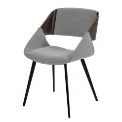 Norrwood Chaise capitonnée Zempin - Tissu / Métal - Imitation noyer - Gris clair