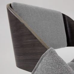 Norrwood Chaise capitonnée Zempin - Tissu / Métal - Imitation noyer - Gris clair -ÉcoMaison Soldes 1000200199 200206 07392400005 DETAILS P000000001000200199