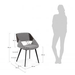 Norrwood Chaise capitonnée Zempin - Tissu / Métal - Imitation noyer - Gris clair -ÉcoMaison Soldes 1000200199 200206 13510200001 SKETCH DETAILS P000000001000200199 sketch