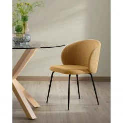 Norrwood Chaises capitonnées Mellis (lot de 2) - Tissu structuré / Métal - Noir - Jaune moutarde -ÉcoMaison Soldes 1000200237 200206 07392800147 MOOD DETAILS P000000001000200237 mood