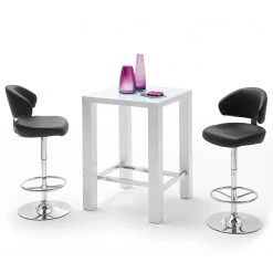 Fredriks Table haute Volet - Verre / Métal - Blanc brillant / Chrome -ÉcoMaison Soldes 1000201988 200211 14393000004 DETAILS P000000001000201988