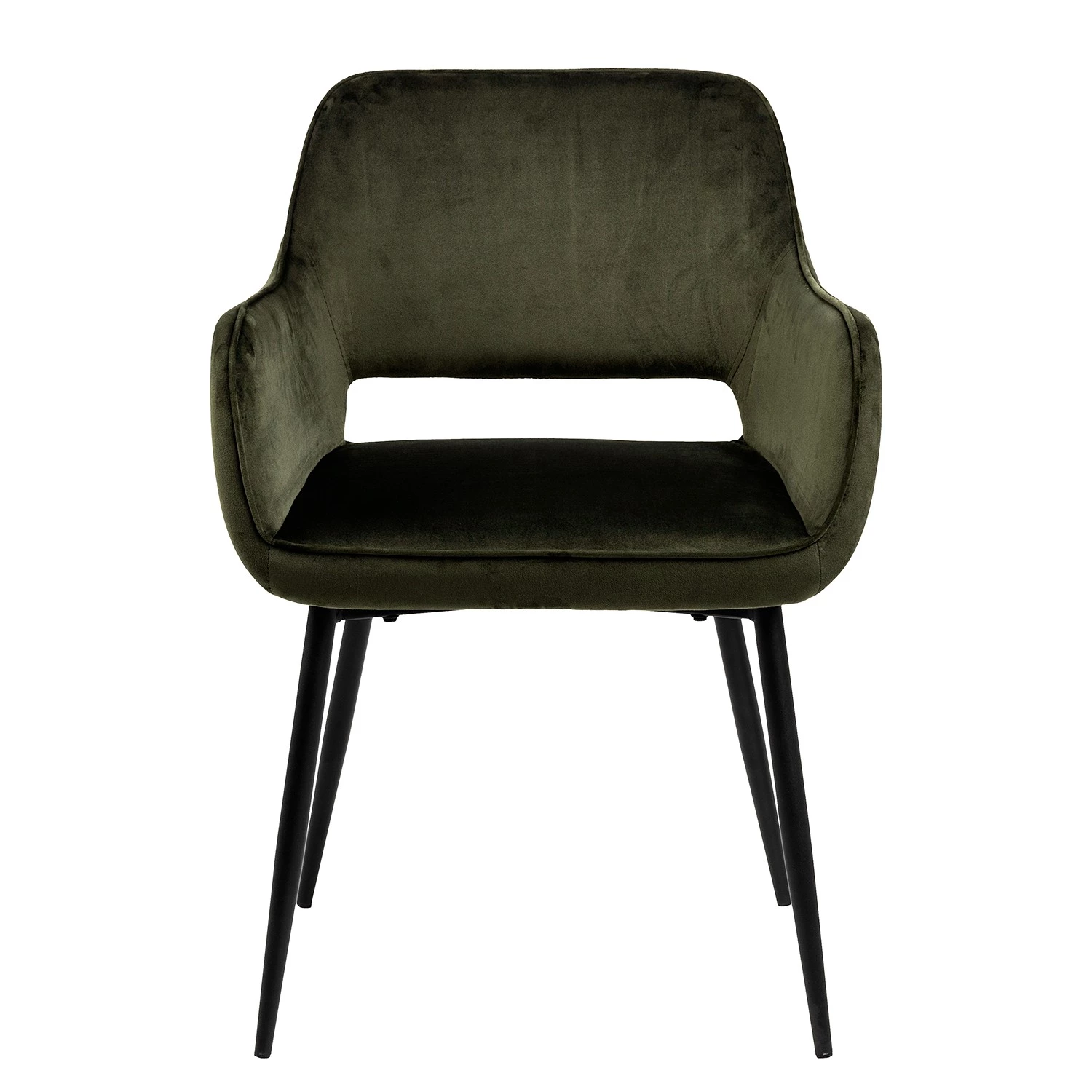 Mørteens Chaises à accoudoirs Rivanna - Velours/ Métal - Vert olive / Noir - Vert olive - Lot de 2 2 Mørteens Chaises à accoudoirs Rivanna - Velours/ Métal - Vert olive / Noir - Vert olive - Lot de 2 – Image 2