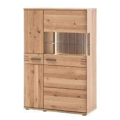 Loftscape Buffet haut Salvo - Partiellement en chêne massif - Planches de chêne Bianco / Gris