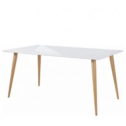 Loftscape Table Cowley I - Métal - Blanc brillant / Imitation chêne