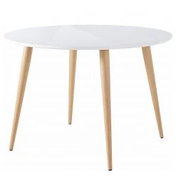 Loftscape Table Cowley II - Métal - Blanc brillant / Imitation chêne