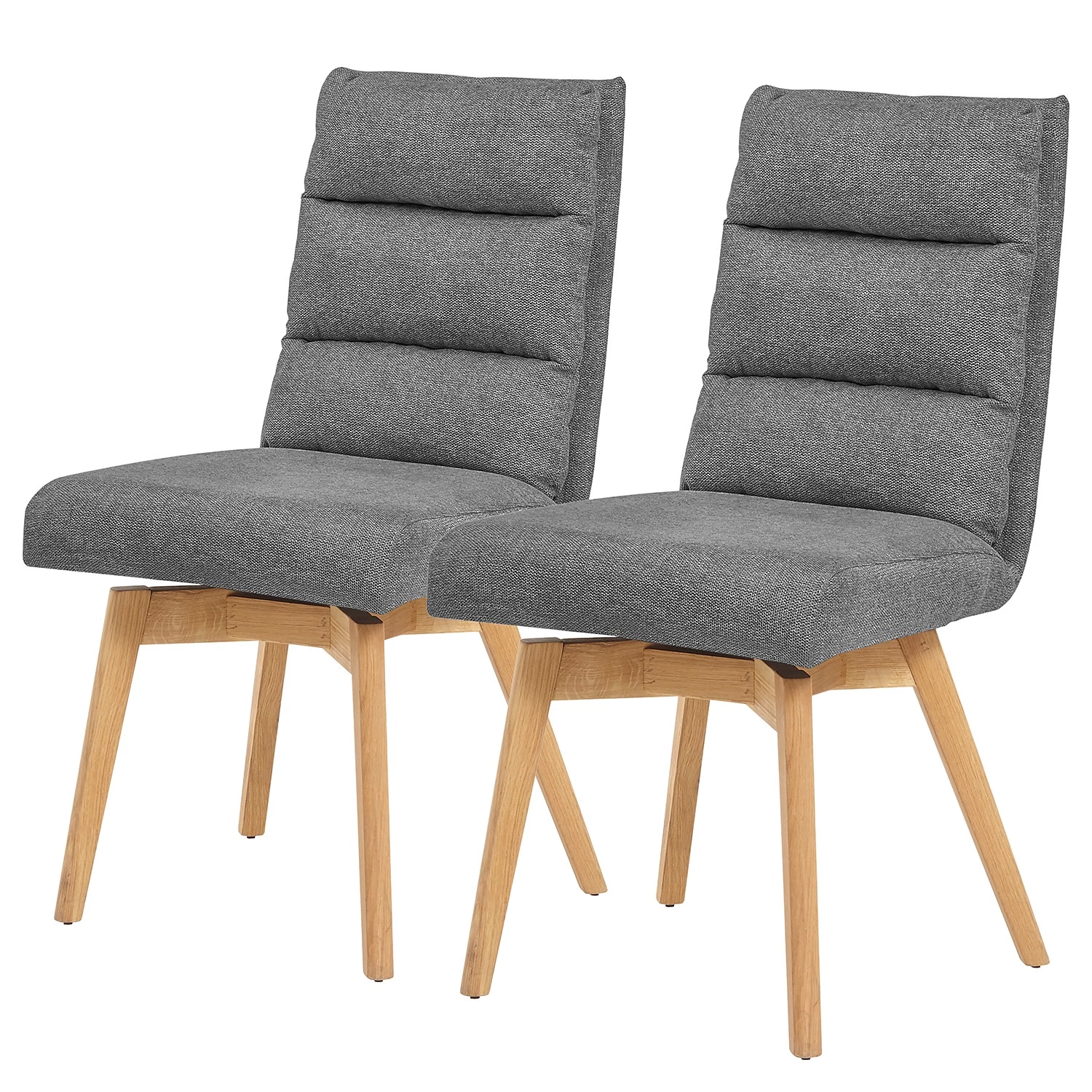 Ars Natura Chaises capitonnées Kexby (lot de 2) - Tissu / Chêne sauvage massif - Chêne sauvage - Gris 1 Ars Natura Chaises capitonnées Kexby (lot de 2) - Tissu / Chêne sauvage massif - Chêne sauvage - Gris