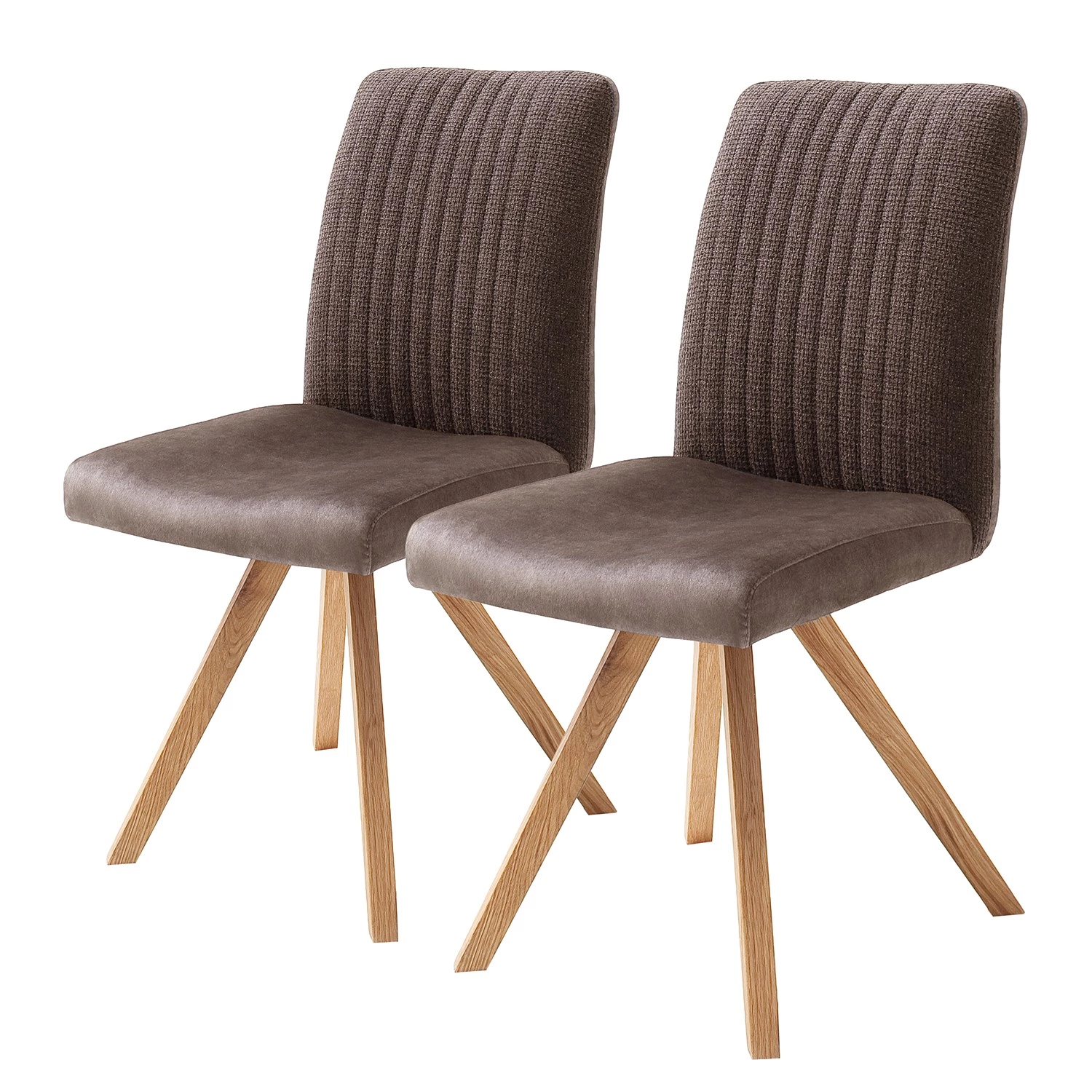 Mørteens Chaises capitonnées Ondes (lot de 2) - Microfibre et tissu / Chêne sauvage massif - Marron / Chêne sauvage 1 Mørteens Chaises capitonnées Ondes (lot de 2) - Microfibre et tissu / Chêne sauvage massif - Marron / Chêne sauvage