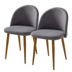 Mørteens Chaises capitonnées Jacklin II (2 él.) - Tissu / Métal - Imitation chêne - Gris clair