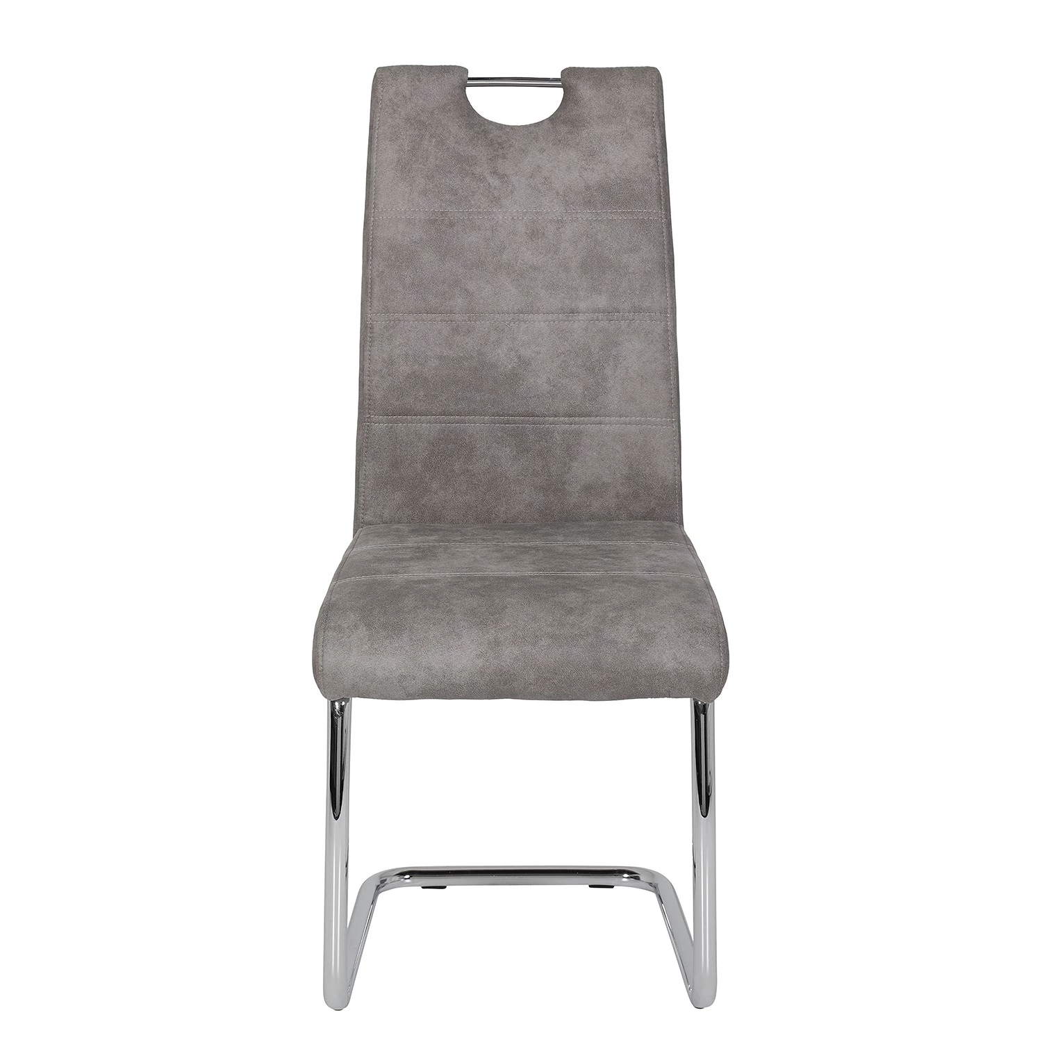 Loftscape Chaise cantilever La Paz II - Microfibre / Métal - Chrome - Gris vintage - Lot de 2 2 Loftscape Chaise cantilever La Paz II - Microfibre / Métal - Chrome - Gris vintage - Lot de 2 – Image 2