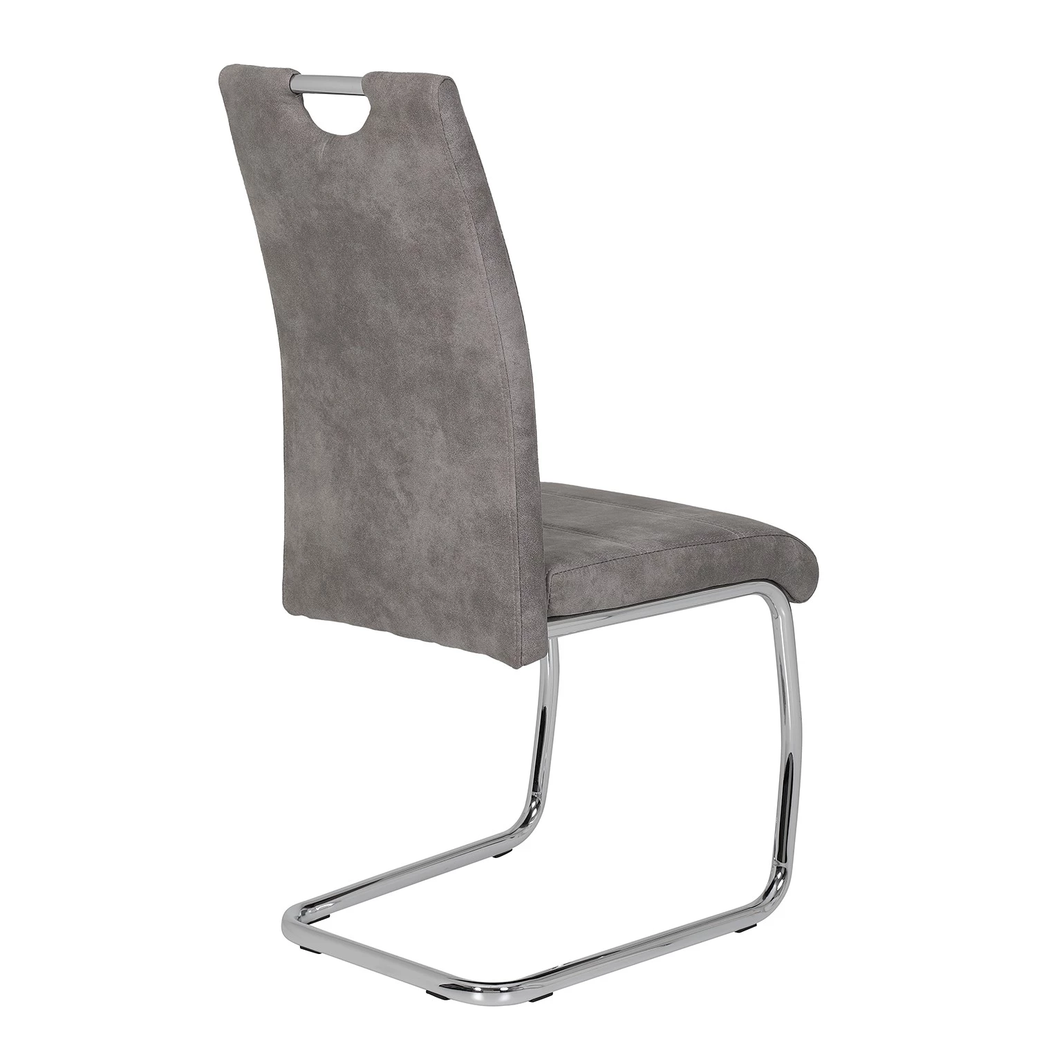Loftscape Chaise cantilever La Paz II - Microfibre / Métal - Chrome - Gris vintage - Lot de 2 4 Loftscape Chaise cantilever La Paz II - Microfibre / Métal - Chrome - Gris vintage - Lot de 2 – Image 4