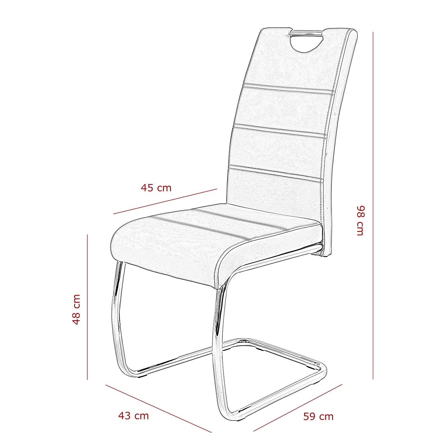 Loftscape Chaise cantilever La Paz II - Microfibre / Métal - Chrome - Gris vintage - Lot de 2 7 Loftscape Chaise cantilever La Paz II - Microfibre / Métal - Chrome - Gris vintage - Lot de 2 – Image 7