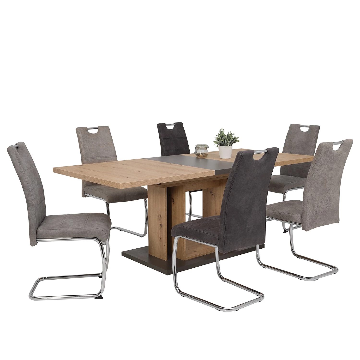 Loftscape Chaise cantilever La Paz II - Microfibre / Métal - Chrome - Gris vintage - Lot de 2 6 Loftscape Chaise cantilever La Paz II - Microfibre / Métal - Chrome - Gris vintage - Lot de 2 – Image 6