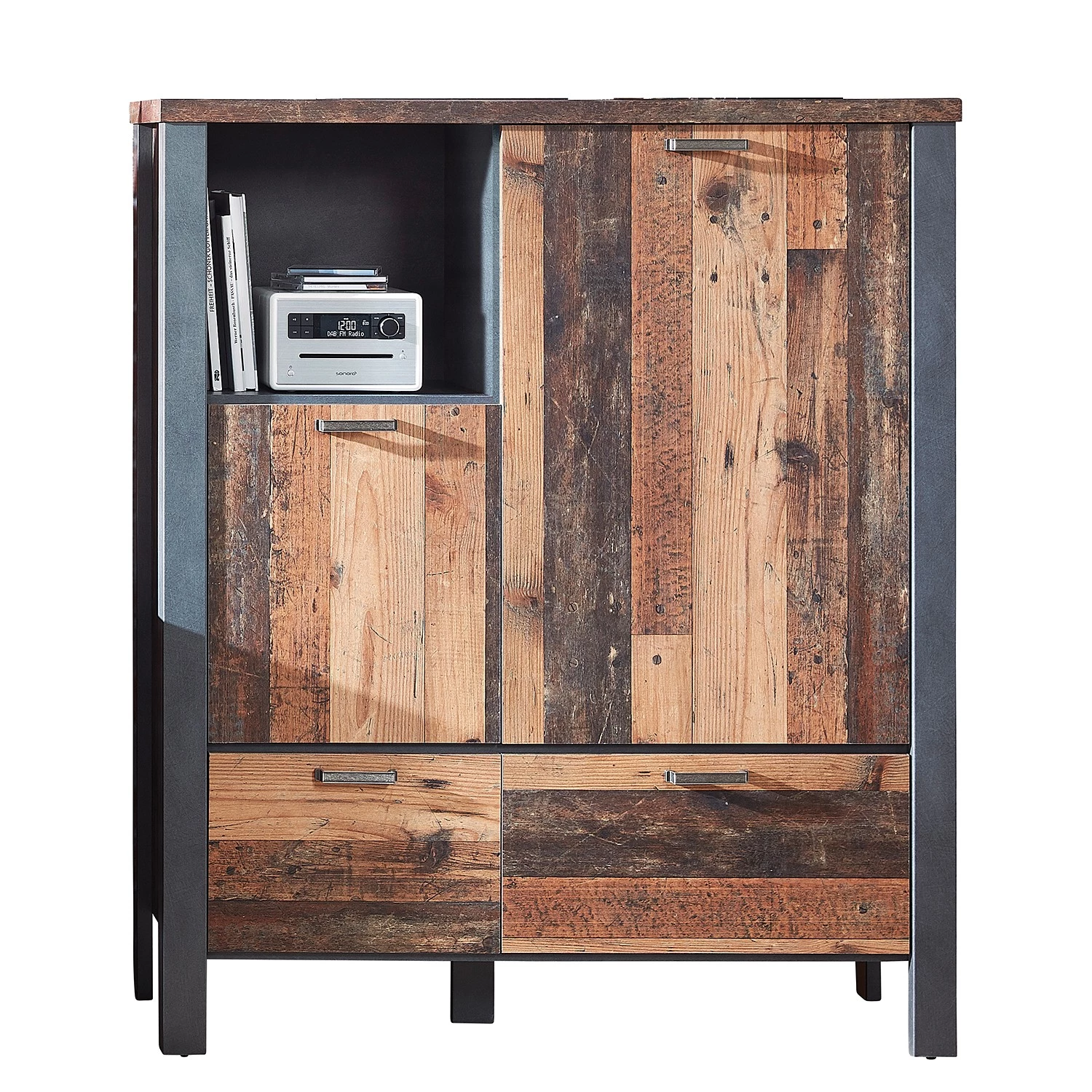 Red Living Buffet Blackpool II - Imitation bois recyclé / Gris 1 Red Living Buffet Blackpool II - Imitation bois recyclé / Gris