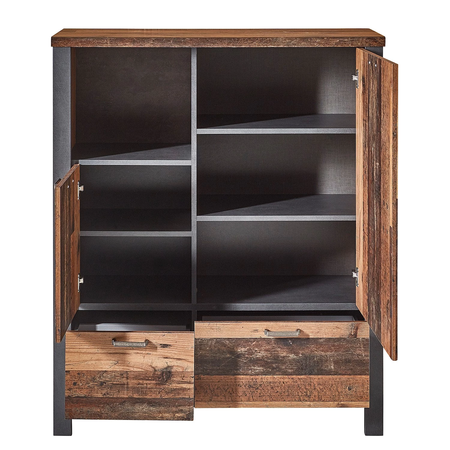 Red Living Buffet Blackpool II - Imitation bois recyclé / Gris 2 Red Living Buffet Blackpool II - Imitation bois recyclé / Gris – Image 2