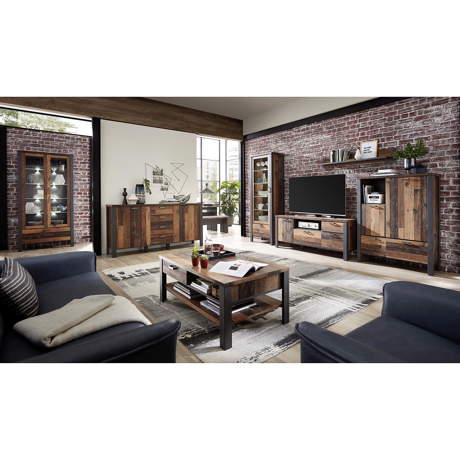 Red Living Vitrine Blackpool I - Avec éclairage - Imitation bois recyclé / Gris 7 Red Living Vitrine Blackpool I - Avec éclairage - Imitation bois recyclé / Gris – Image 7