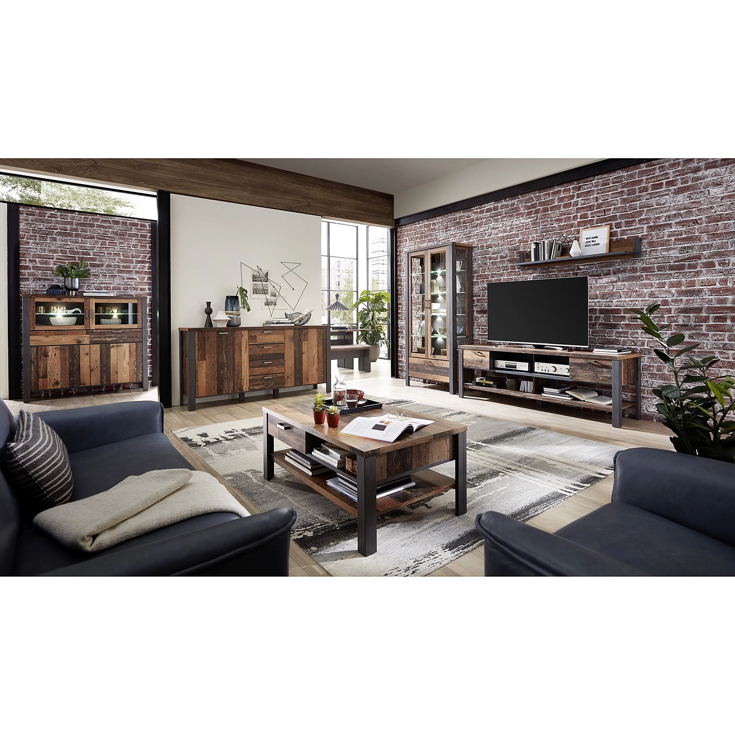 Red Living Vitrine Blackpool I - Avec éclairage - Imitation bois recyclé / Gris 8 Red Living Vitrine Blackpool I - Avec éclairage - Imitation bois recyclé / Gris – Image 8