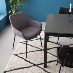 Jack & Alice Chaise capitonnée Richville - Velours côtelé / Fer - Gris / Noir -ÉcoMaison Soldes 1000210877 201126 13152000008 MOOD DETAILS P000000001000210877 mood