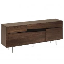 Red Living Buffet Kuuvi - Placage en bois véritable - Noyer / Noir