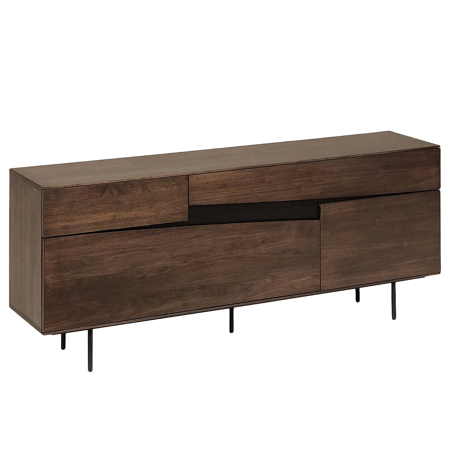 Red Living Buffet Kuuvi - Placage en bois véritable - Noyer / Noir 1 Red Living Buffet Kuuvi - Placage en bois véritable - Noyer / Noir