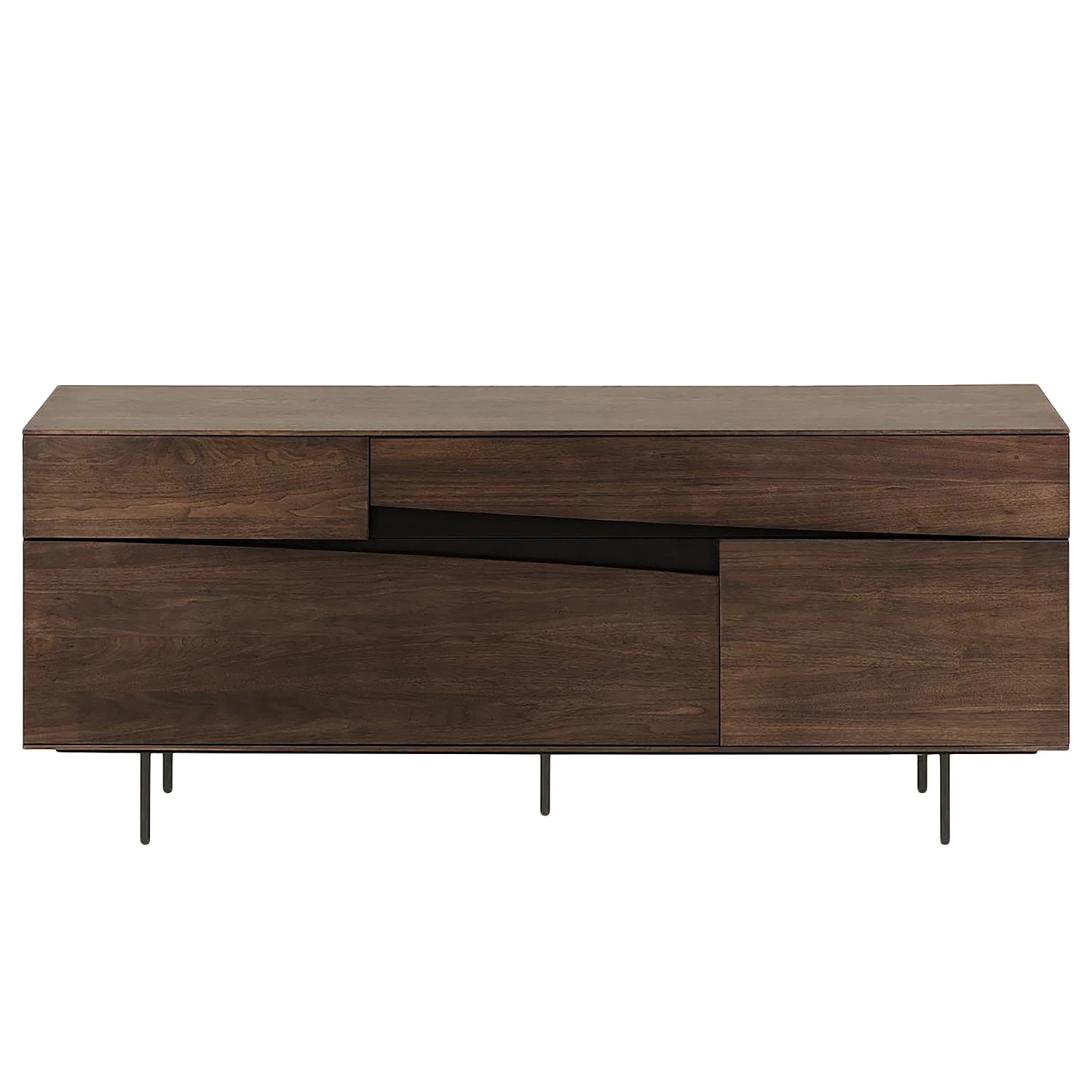 Red Living Buffet Kuuvi - Placage en bois véritable - Noyer / Noir 3 Red Living Buffet Kuuvi - Placage en bois véritable - Noyer / Noir – Image 3