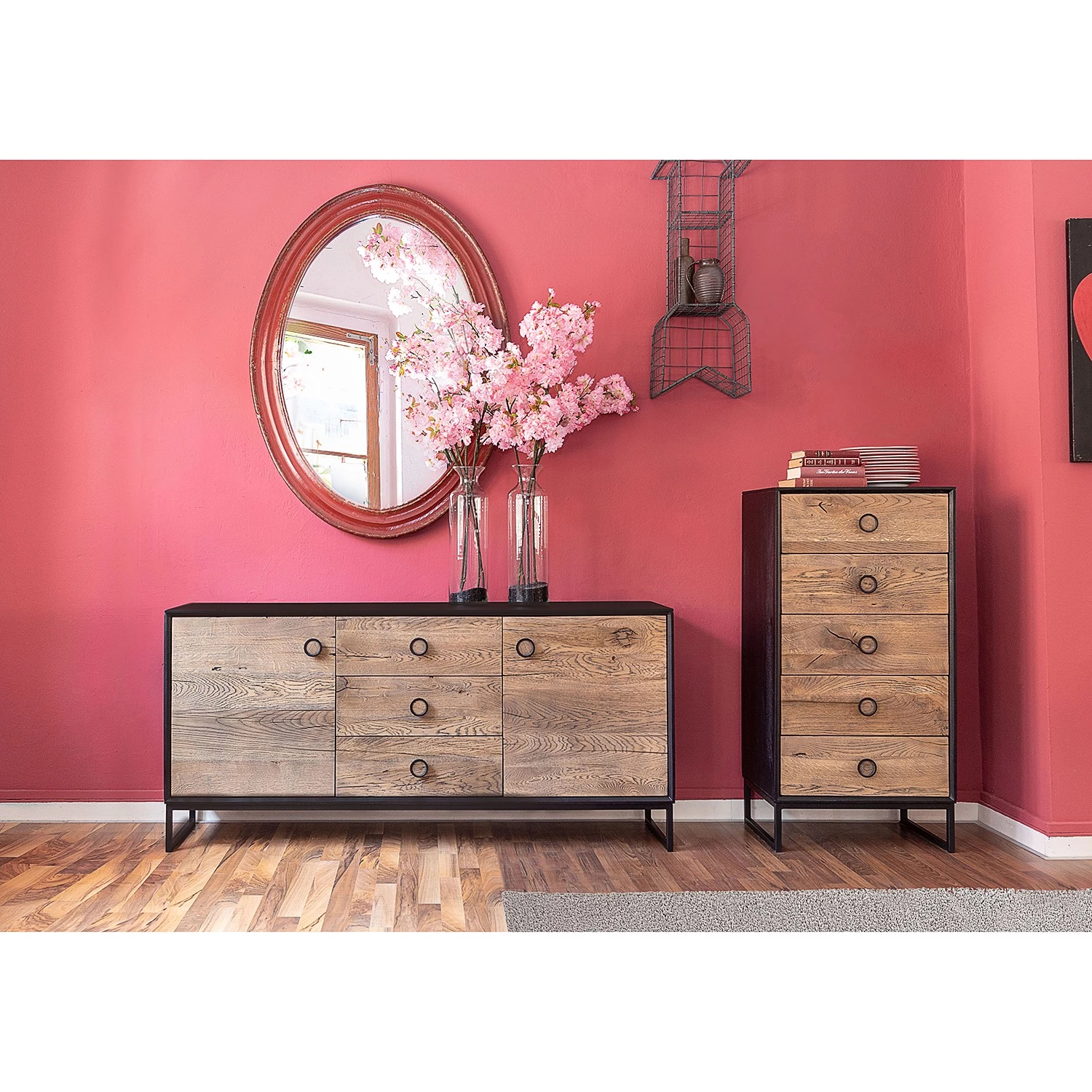 Red Living Commode Bayamon - Chêne et acacia massif / Métal - Chêne / Noir 2 Red Living Commode Bayamon - Chêne et acacia massif / Métal - Chêne / Noir – Image 2