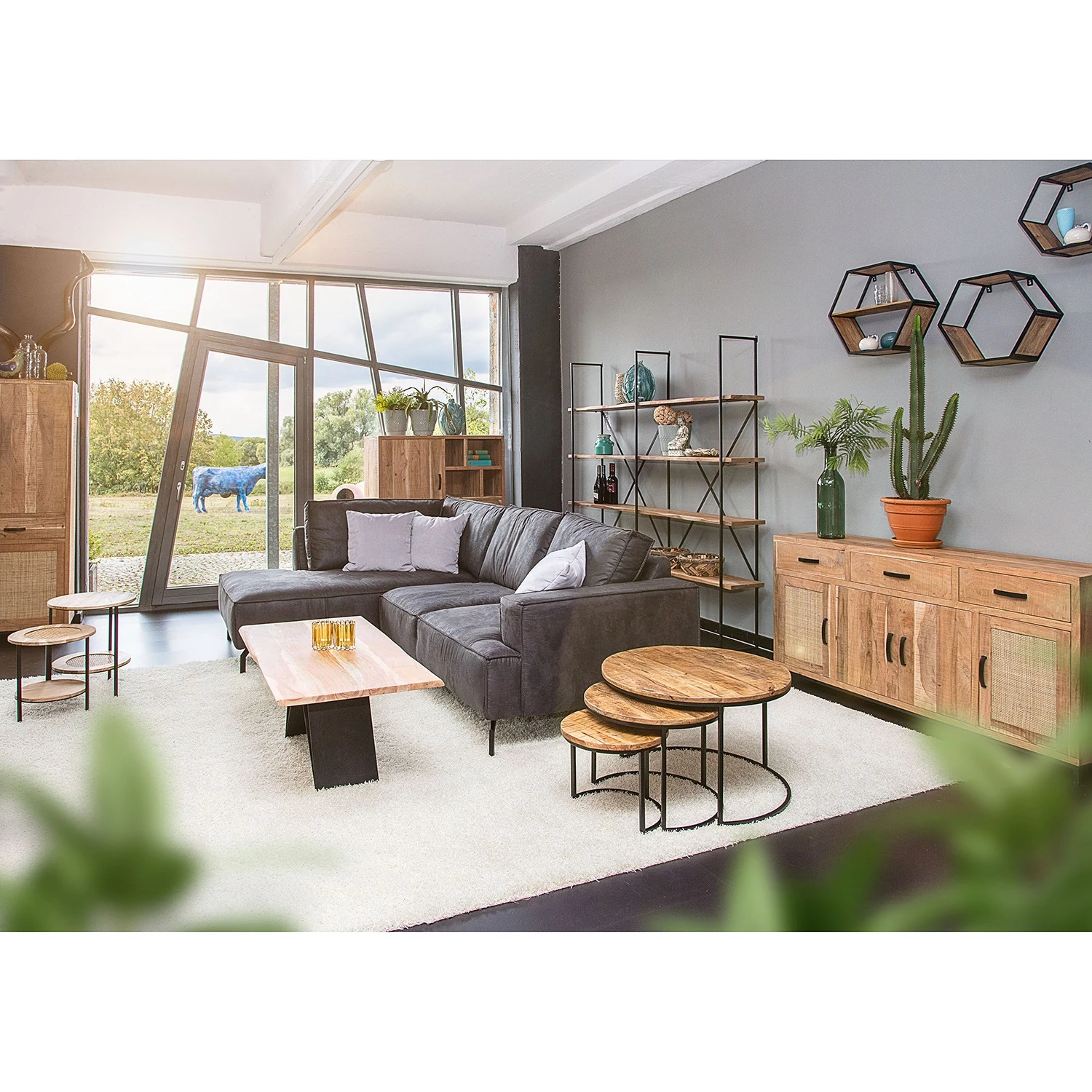 Red Living Étagère Toome I - Acacia massif / Métal - Acacia / Noir 2 Red Living Étagère Toome I - Acacia massif / Métal - Acacia / Noir – Image 2