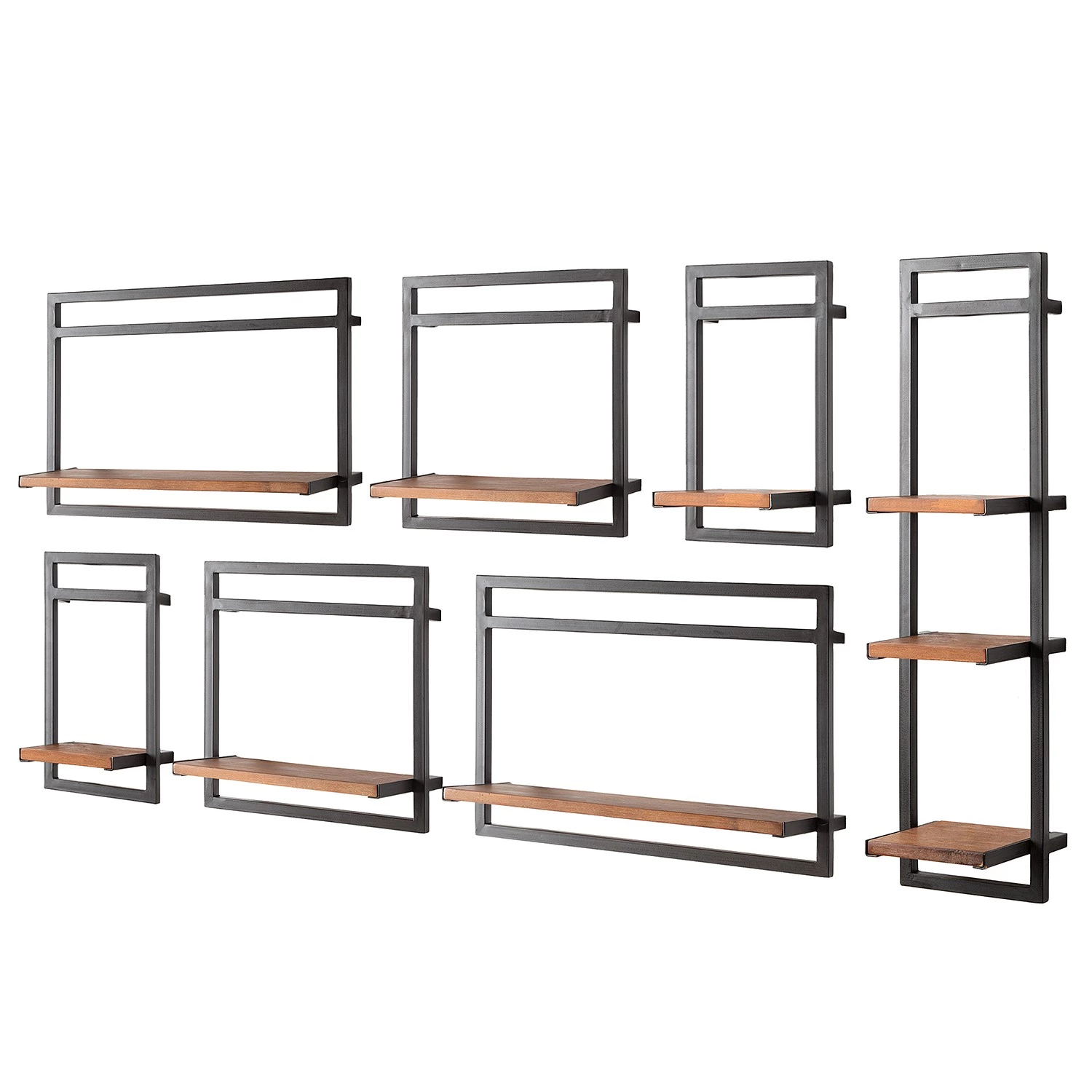 Ars manufacti Étagères murales Manchester V (7 élém.) - Acacia massif / Métal - Acacia / Anthracite 1 Ars manufacti Étagères murales Manchester V (7 élém.) - Acacia massif / Métal - Acacia / Anthracite