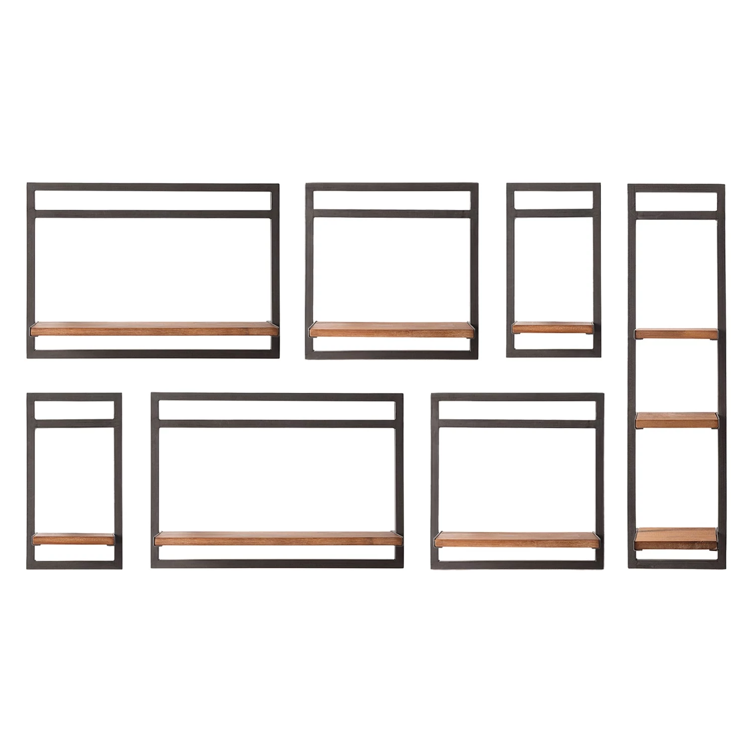 Ars manufacti Étagères murales Manchester V (7 élém.) - Acacia massif / Métal - Acacia / Anthracite 3 Ars manufacti Étagères murales Manchester V (7 élém.) - Acacia massif / Métal - Acacia / Anthracite – Image 3