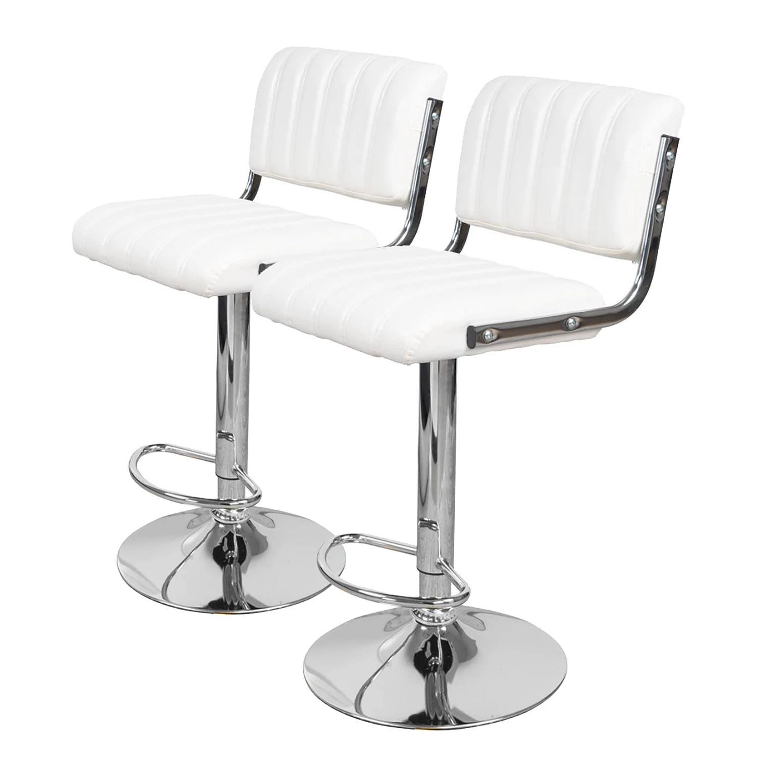 Kayoom Chaises de bar Midnight II (lot de 2) - Imitation cuir / Métal - Chrome - Blanc 1 Kayoom Chaises de bar Midnight II (lot de 2) - Imitation cuir / Métal - Chrome - Blanc