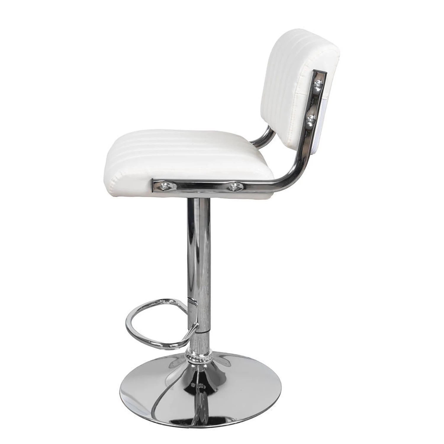 Kayoom Chaises de bar Midnight II (lot de 2) - Imitation cuir / Métal - Chrome - Blanc 4 Kayoom Chaises de bar Midnight II (lot de 2) - Imitation cuir / Métal - Chrome - Blanc – Image 4