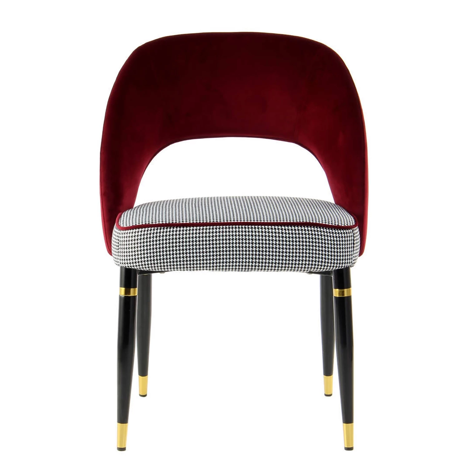 Kayoom Chaises capitonnées Courtney (lot de 2) - Velours / Partiellement en eucalyptus massif - Rouge / Doré 3 Kayoom Chaises capitonnées Courtney (lot de 2) - Velours / Partiellement en eucalyptus massif - Rouge / Doré – Image 3