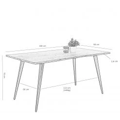 Norrwood Table Auberry - Acacia massif / Acier - Acacia / Noir mat - Largeur : 160 cm -ÉcoMaison Soldes 1000214911 200604 14163700012 SKETCH DETAILS P000000001000214911 sketch