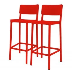 Blanke Design Chaises de bar Lisboa I (lot de 2) - Rouge pastel