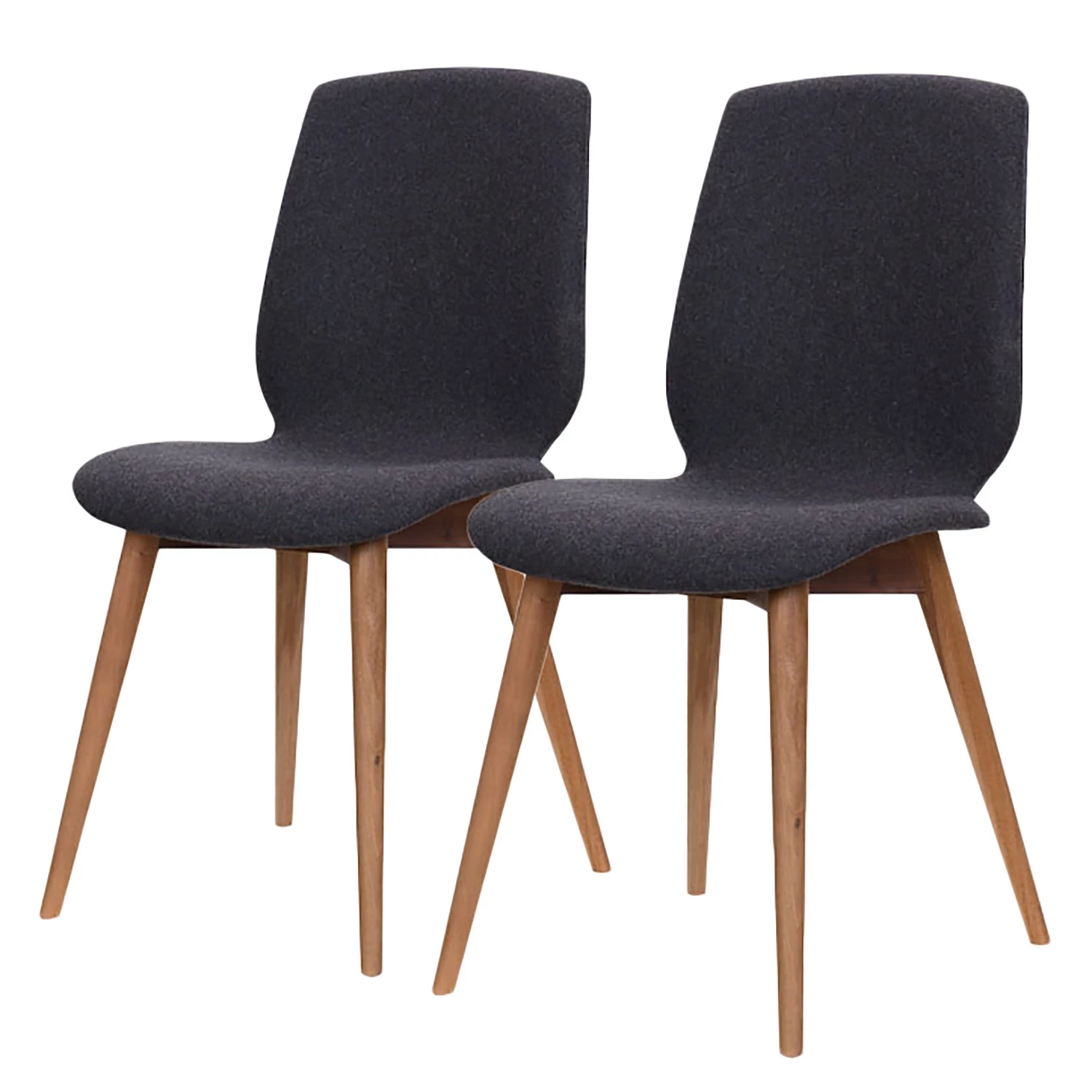 Studio Copenhagen Chaises capitonnées Helvig (lot de 2) - Tissu composite Vedi: Anthracite - Noyer 1 Studio Copenhagen Chaises capitonnées Helvig (lot de 2) - Tissu composite Vedi: Anthracite - Noyer