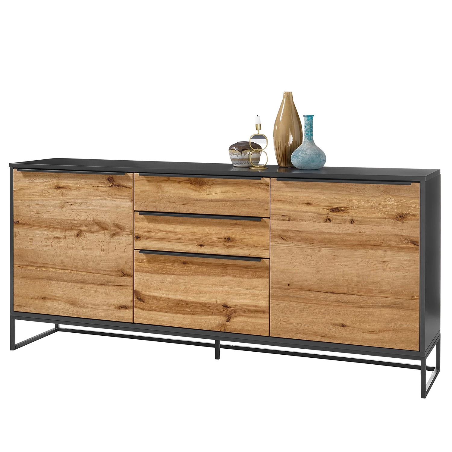 Red Living Buffet Barview I - Placage en chêne - Chêne / Anthracite 5 Red Living Buffet Barview I - Placage en chêne - Chêne / Anthracite – Image 5