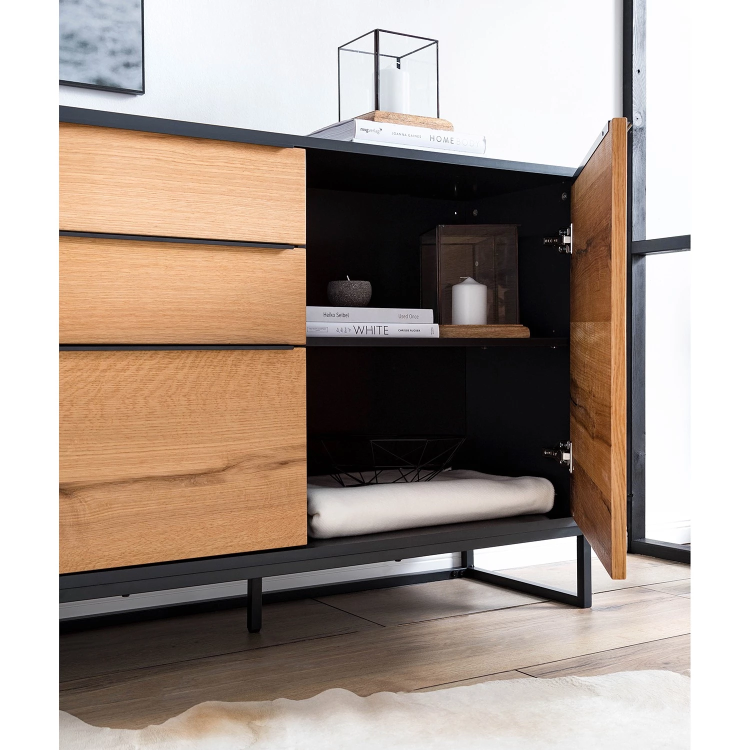 Red Living Buffet Barview I - Placage en chêne - Chêne / Anthracite 10 Red Living Buffet Barview I - Placage en chêne - Chêne / Anthracite – Image 10