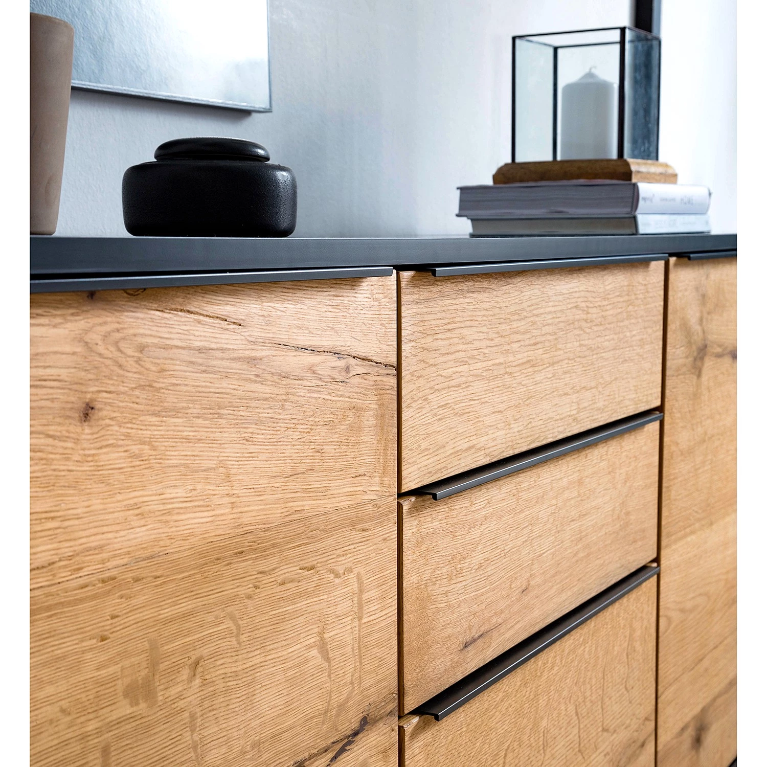 Red Living Buffet Barview I - Placage en chêne - Chêne / Anthracite 12 Red Living Buffet Barview I - Placage en chêne - Chêne / Anthracite – Image 12