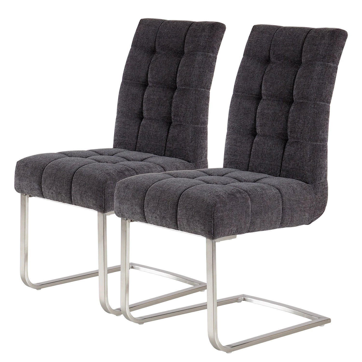 Ars manufacti Chaises cantilever Stawley I (lot de 2) - Tissage à plat / Acier inoxydable - Gris foncé / Acier inoxydable 1 Ars manufacti Chaises cantilever Stawley I (lot de 2) - Tissage à plat / Acier inoxydable - Gris foncé / Acier inoxydable
