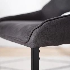 Fredriks Chaises cantilever Nadros (lot de 2) - Microfibre / Métal - Gris vintage / Noir mat -ÉcoMaison Soldes 1000218451 220330 030 DETAILS P000000001000218451