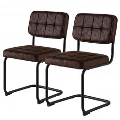 Ars manufacti Chaises cantilever Dalcross (lot de 2) - Microfibre / Métal - Marron