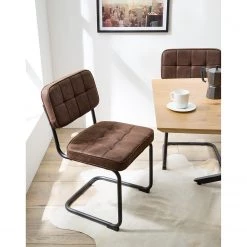 Ars manufacti Chaises cantilever Dalcross (lot de 2) - Microfibre / Métal - Marron -ÉcoMaison Soldes 1000219292 210223 14200900002 MOOD DETAILS P000000001000219292 mood
