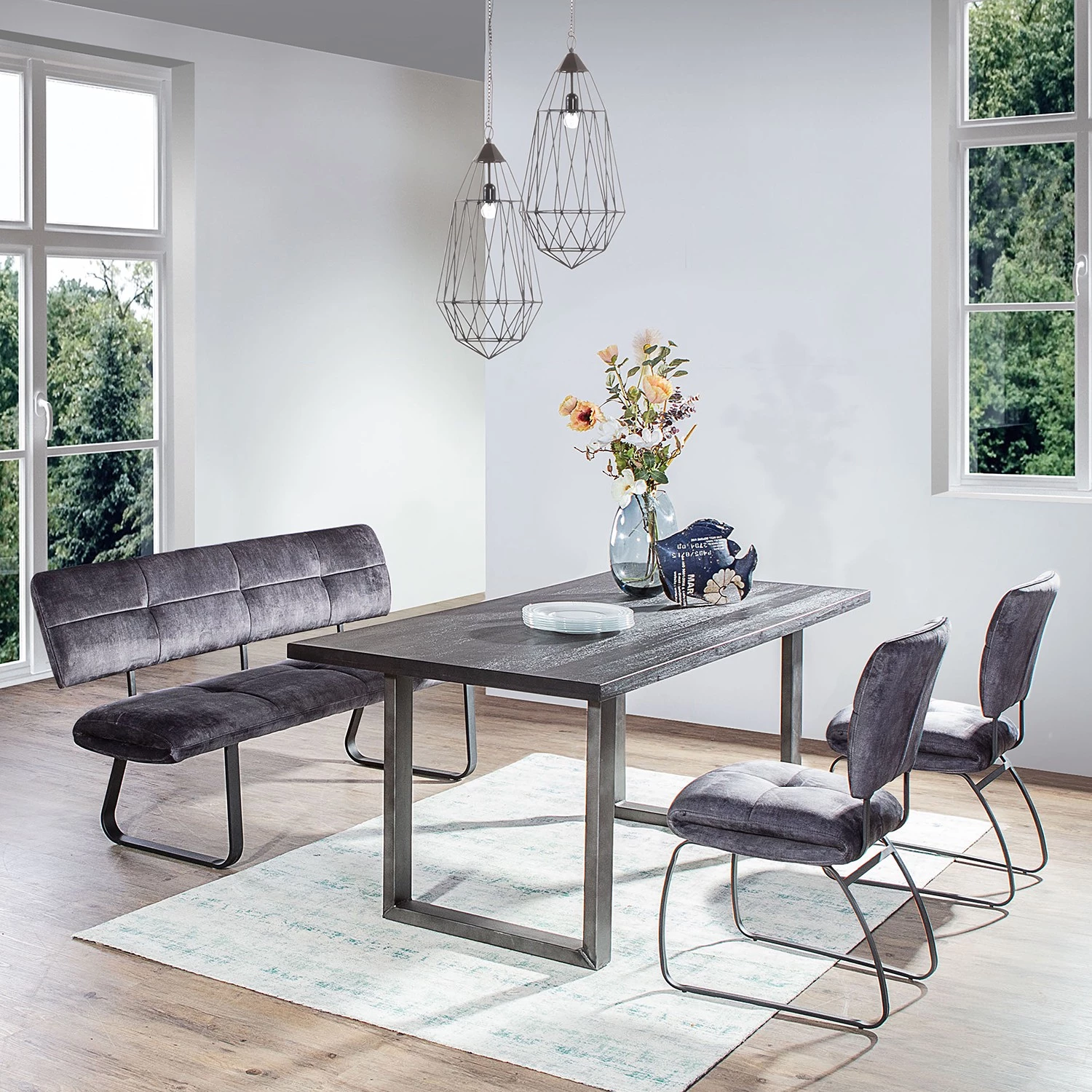 Loftscape Banquette Mayetta II - Tissé à plat / Fer - Anthracite / Noir 2 Loftscape Banquette Mayetta II - Tissé à plat / Fer - Anthracite / Noir – Image 2